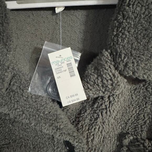 Maurices Sherpa Teddy Jacket 4X Plus Size NWT Cozy Button Front - Picture 3 of 7